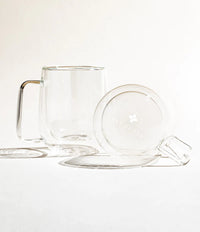 Branded Double Walled Glass Teacup with Handle
