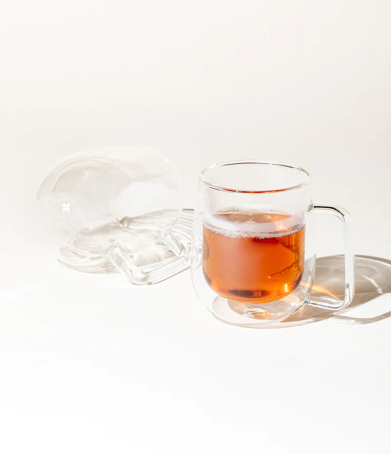 Branded Double Walled Glass Teacup with Handle