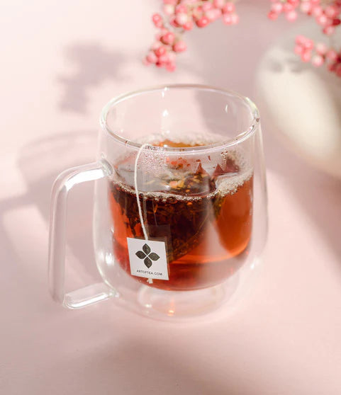 Branded Double Walled Glass Teacup with Handle